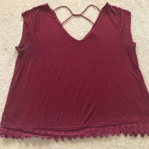 Burgundy short sleeve top